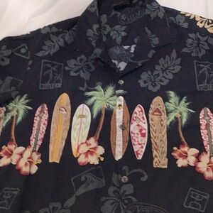 Royal Creations Black Floral  Hawaiian Shirt %100 cotton size L